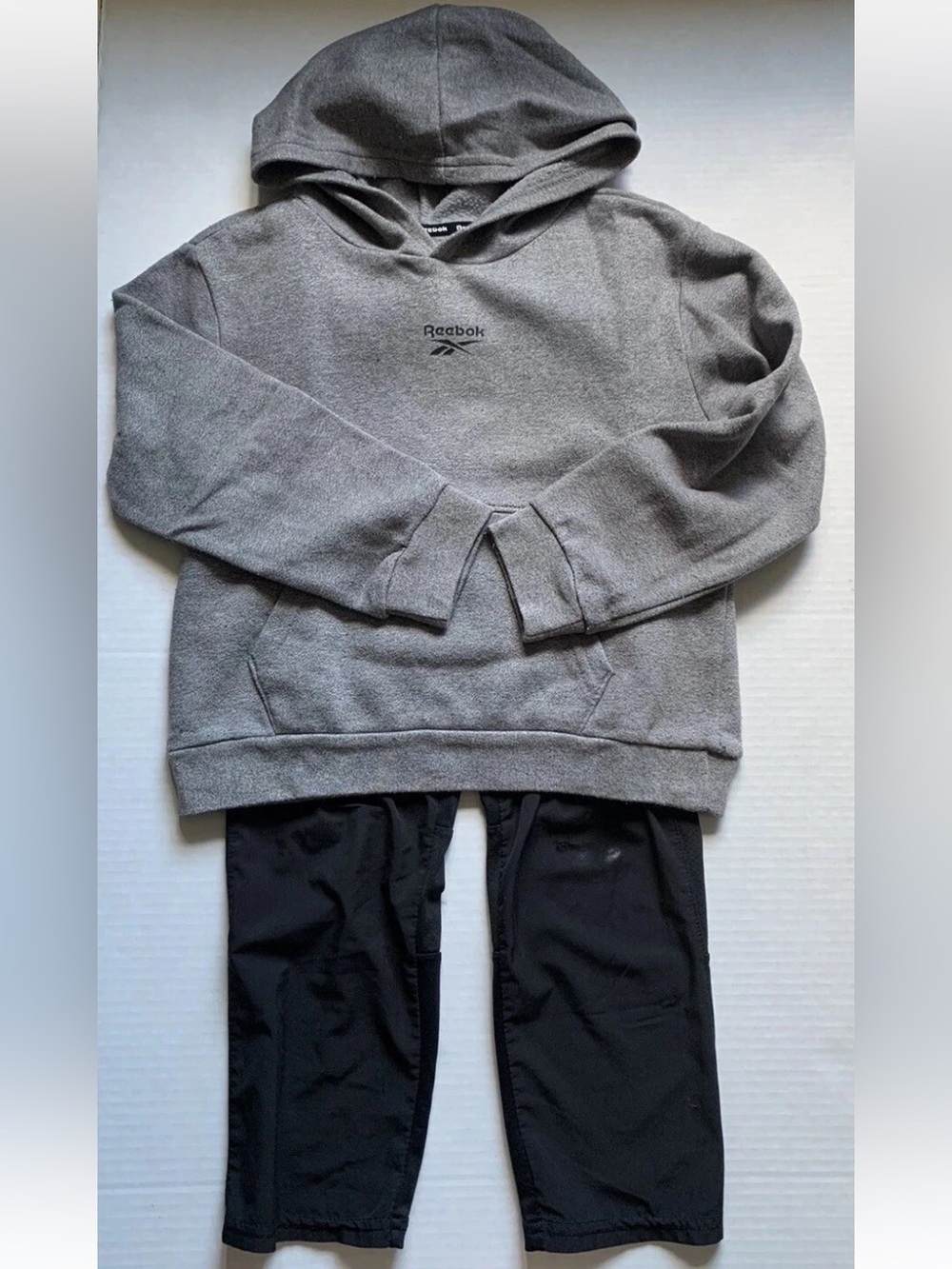 Lot of 2 Boys Sz 6 Reebok Gray Hooded Sweater and Champion Black Sweatpants